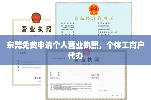 东莞免费申请个人营业执照，个体工商户代办