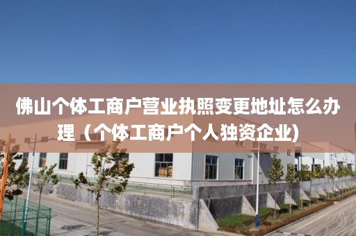 佛山个体工商户营业执照变更地址怎么办理（个体工商户个人独资企业)