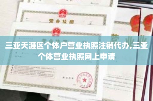 三亚天涯区个体户营业执照注销代办,三亚个体营业执照网上申请