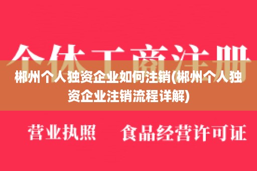 郴州个人独资企业如何注销(郴州个人独资企业注销流程详解)