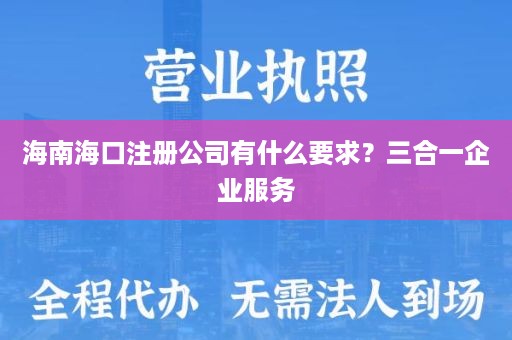 海南海口注册公司有什么要求？三合一企业服务