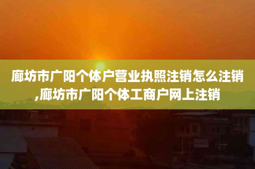 廊坊市广阳个体户营业执照注销怎么注销,廊坊市广阳个体工商户网上注销