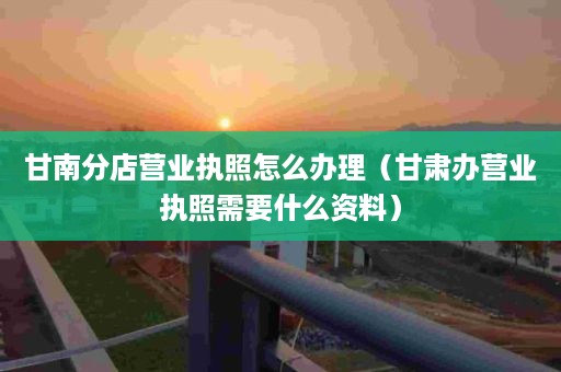 甘南分店营业执照怎么办理（甘肃办营业执照需要什么资料）