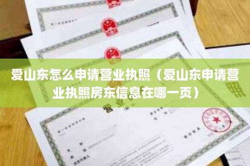 爱山东怎么申请营业执照（爱山东申请营业执照房东信息在哪一页）