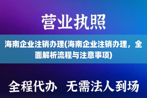 海南企业注销办理(海南企业注销办理，全面解析流程与注意事项)