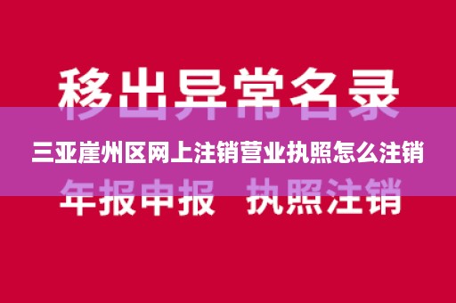 三亚崖州区网上注销营业执照怎么注销