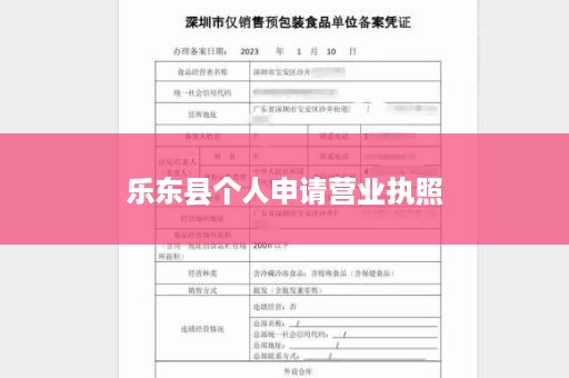 乐东县个人申请营业执照