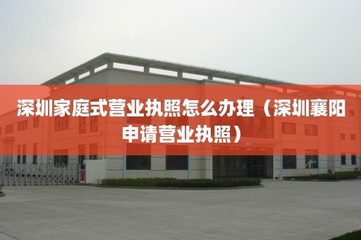 深圳家庭式营业执照怎么办理（深圳襄阳申请营业执照）