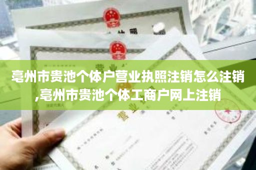 亳州市贵池个体户营业执照注销怎么注销,亳州市贵池个体工商户网上注销