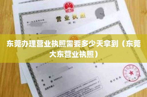 东莞办理营业执照需要多少天拿到（东莞大东营业执照）