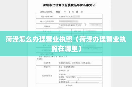 菏泽怎么办理营业执照（菏泽办理营业执照在哪里）