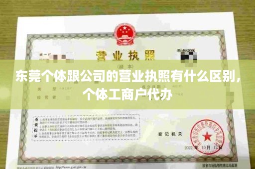 东莞个体跟公司的营业执照有什么区别，个体工商户代办