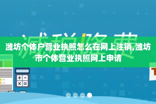 潍坊个体户营业执照怎么在网上注销,潍坊市个体营业执照网上申请