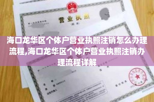 海口龙华区个体户营业执照注销怎么办理流程,海口龙华区个体户营业执照注销办理流程详解