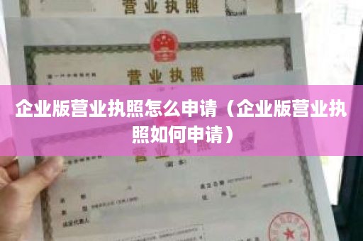 企业版营业执照怎么申请（企业版营业执照如何申请）