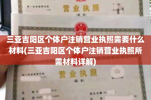 三亚吉阳区个体户注销营业执照需要什么材料(三亚吉阳区个体户注销营业执照所需材料详解)