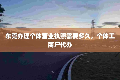 东莞办理个体营业执照需要多久，个体工商户代办