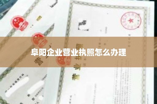 阜阳企业营业执照怎么办理