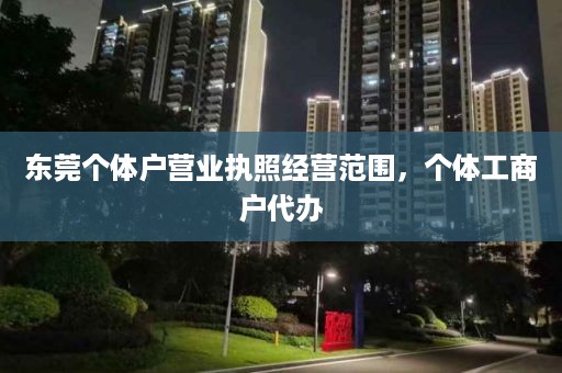 东莞个体户营业执照经营范围，个体工商户代办