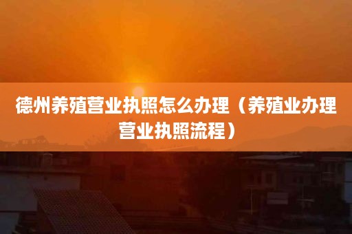 德州养殖营业执照怎么办理（养殖业办理营业执照流程）