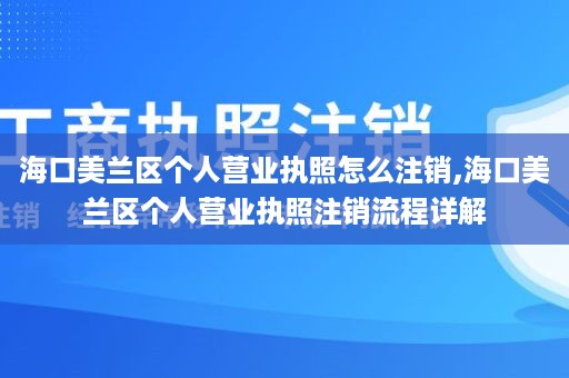 海口美兰区个人营业执照怎么注销,海口美兰区个人营业执照注销流程详解