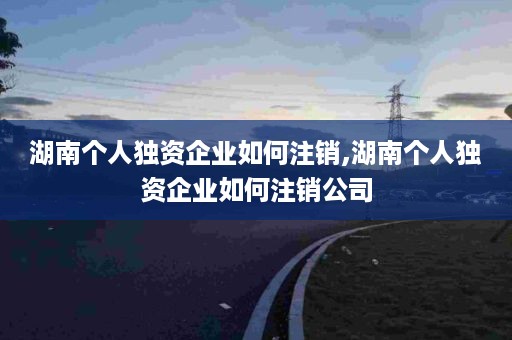 湖南个人独资企业如何注销,湖南个人独资企业如何注销公司
