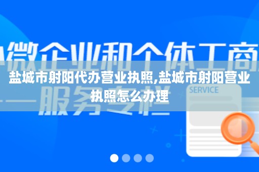 盐城市射阳代办营业执照,盐城市射阳营业执照怎么办理