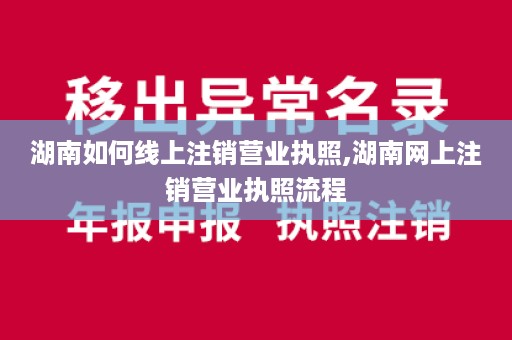 湖南如何线上注销营业执照,湖南网上注销营业执照流程