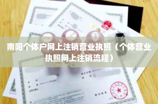 南阳个体户网上注销营业执照（个体营业执照网上注销流程）