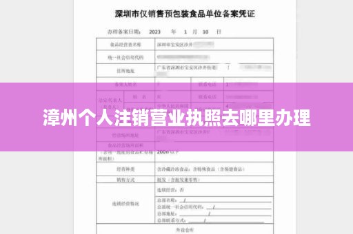 漳州个人注销营业执照去哪里办理