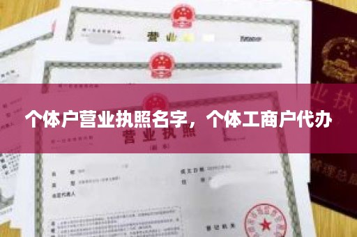 个体户营业执照名字，个体工商户代办