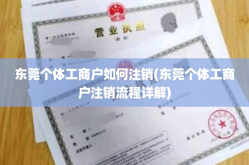 东莞个体工商户如何注销(东莞个体工商户注销流程详解)