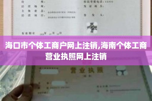 海口市个体工商户网上注销,海南个体工商营业执照网上注销