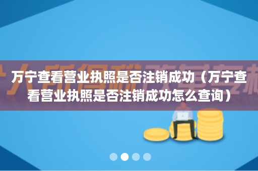 万宁查看营业执照是否注销成功（万宁查看营业执照是否注销成功怎么查询）