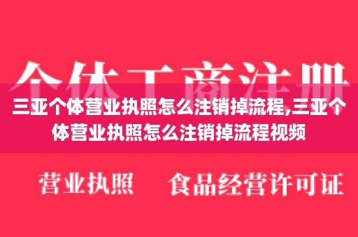 三亚个体营业执照怎么注销掉流程,三亚个体营业执照怎么注销掉流程视频