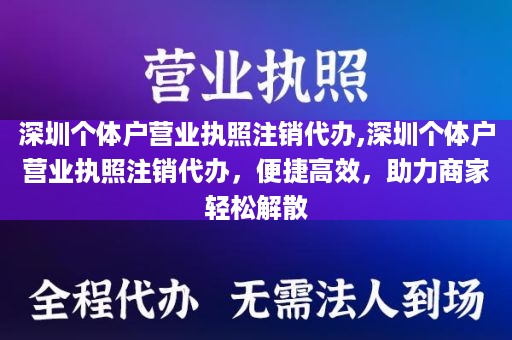 深圳个体户营业执照注销代办,深圳个体户营业执照注销代办，便捷高效，助力商家轻松解散
