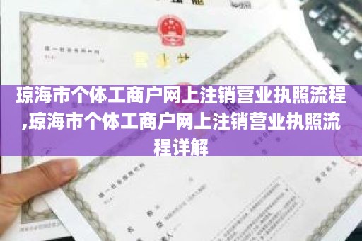 琼海市个体工商户网上注销营业执照流程,琼海市个体工商户网上注销营业执照流程详解