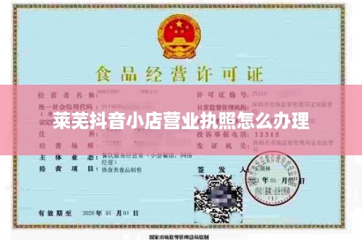 莱芜抖音小店营业执照怎么办理