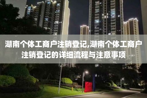湖南个体工商户注销登记,湖南个体工商户注销登记的详细流程与注意事项