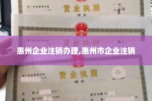 惠州企业注销办理,惠州市企业注销