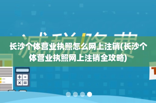 长沙个体营业执照怎么网上注销(长沙个体营业执照网上注销全攻略)