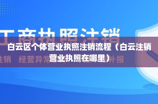 白云区个体营业执照注销流程（白云注销营业执照在哪里）