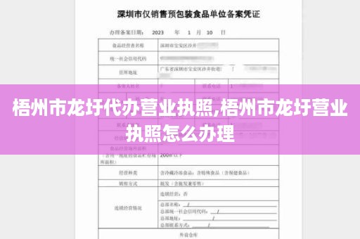 梧州市龙圩代办营业执照,梧州市龙圩营业执照怎么办理