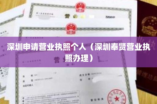 深圳申请营业执照个人（深圳奉贤营业执照办理）