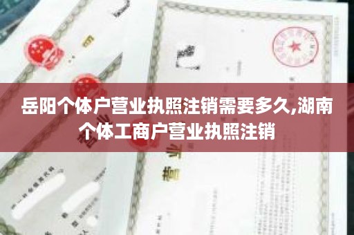 岳阳个体户营业执照注销需要多久,湖南个体工商户营业执照注销