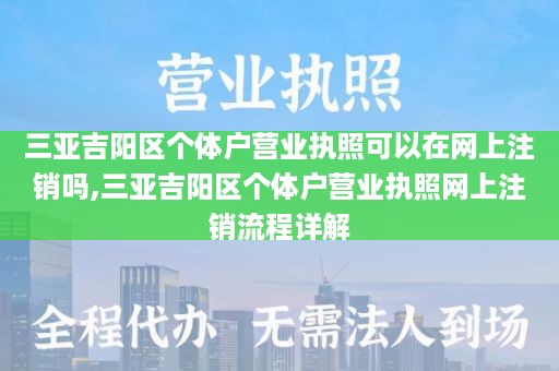 三亚吉阳区个体户营业执照可以在网上注销吗,三亚吉阳区个体户营业执照网上注销流程详解
