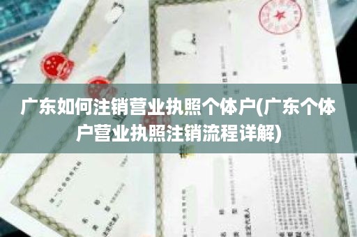 广东如何注销营业执照个体户(广东个体户营业执照注销流程详解)