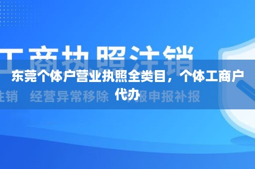 东莞个体户营业执照全类目，个体工商户代办