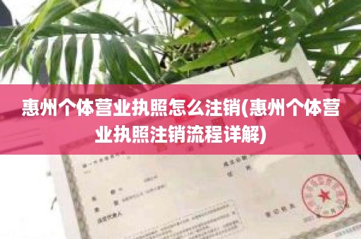 惠州个体营业执照怎么注销(惠州个体营业执照注销流程详解)