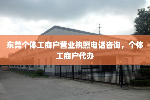 东莞个体工商户营业执照电话咨询，个体工商户代办